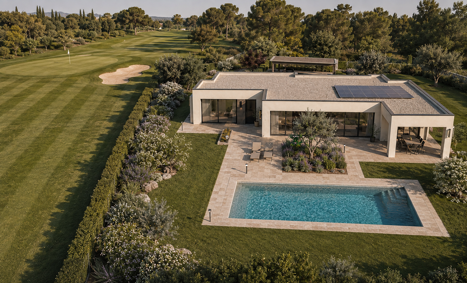 Visualizzazione concettuale di Villa 6 confinante con il campo da golf